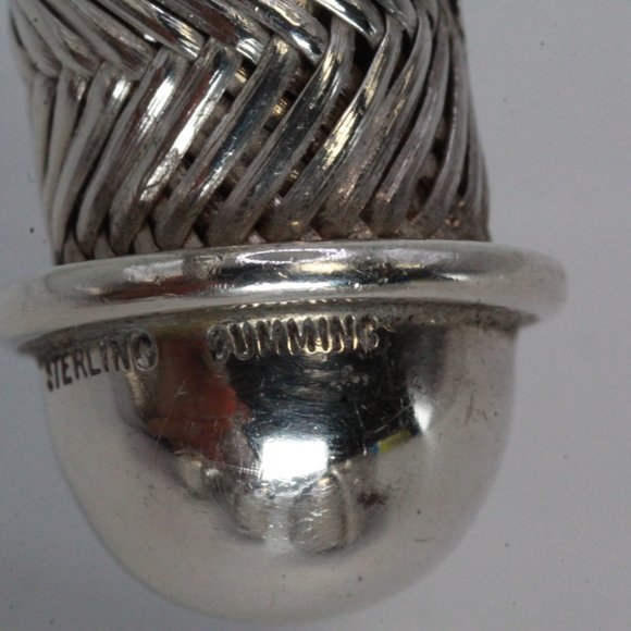 ANGELA CUMMINGS STERLING SILVER WEAVE TEXTURED HEAVY 79g CUFF PAIR BRACELET - Picture 4 of 12